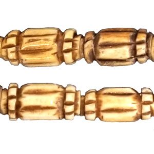 OX BONE CARVING TUBE SIX FACE 10X20MM ANTIQUE COLOR